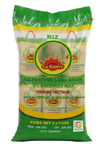 SAC DE RIZ RIZIERE DE 5X5 KG